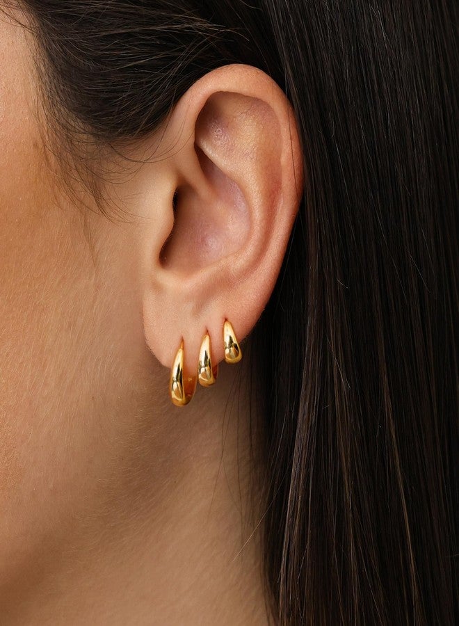 Tasiso Small Hoop Earrings for Women, Dainty 14K Gold Plated Huggie Hoop Earrings Lightweight Hypoallergenic Earring Set Cute Earrings Pack for Women Trendy Jewelry Gifts - Image 2